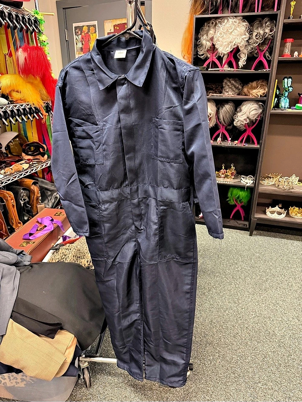 Kids Long Sleeve Utility Jumpsuit in Blue, Size Large